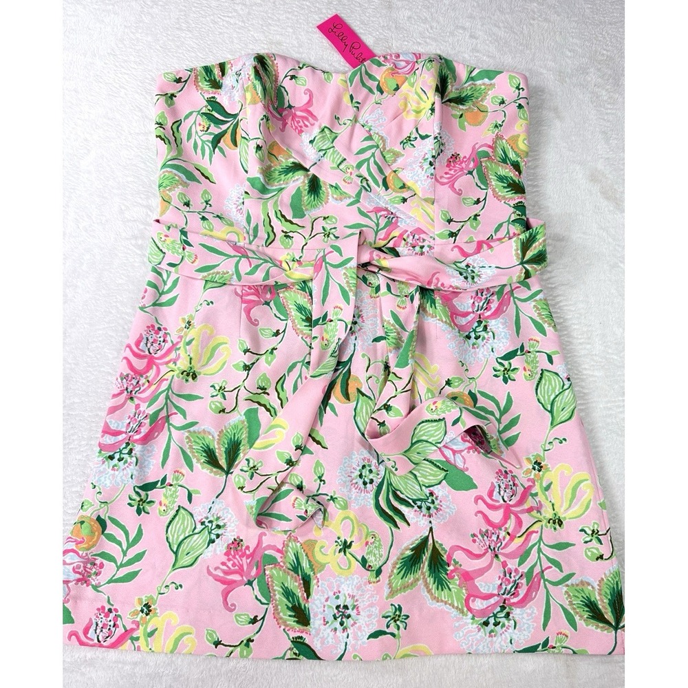 NWT LILLY PULITZER SIZE 14 KYLO STRAPLESS SKIRTED ROMPER VIA AMORE SPRITZER $228